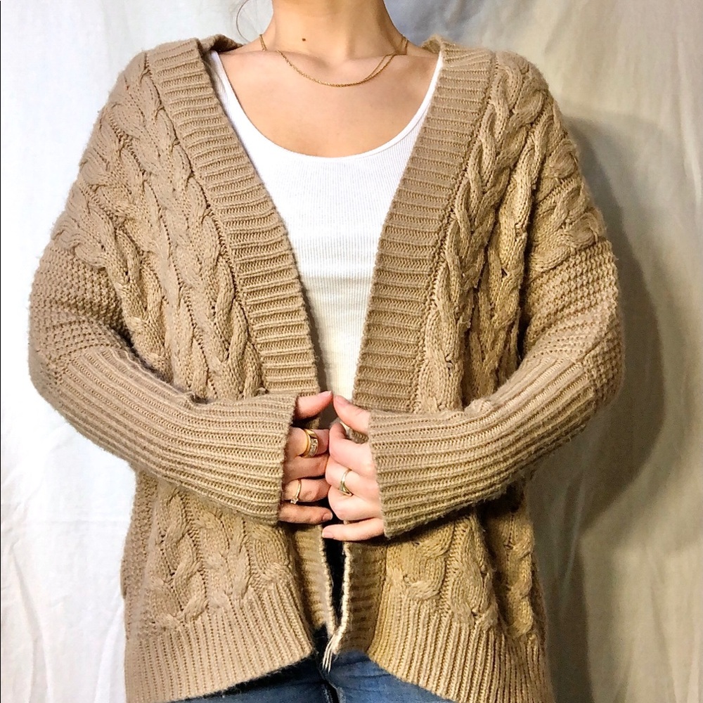 Knitted light brown cardigan